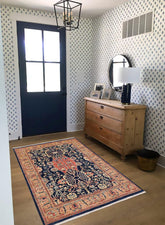 handmade Traditional Kafkaz Blue Brown Hand Knotted RECTANGLE 100% WOOL area rug 4 x 6